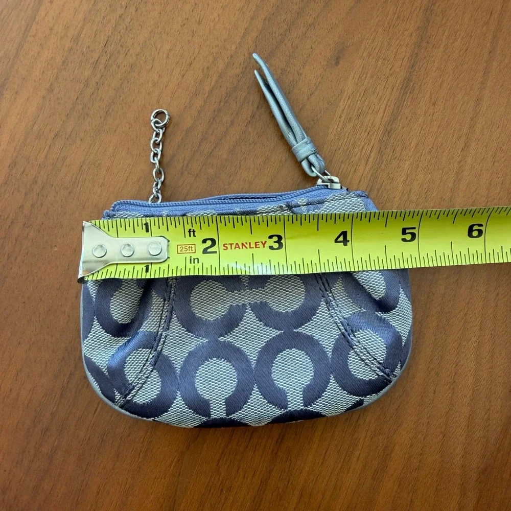 Coach Y2K Signature C Mini Skinny Zip Coin Purse Purple Jacquard Card holder